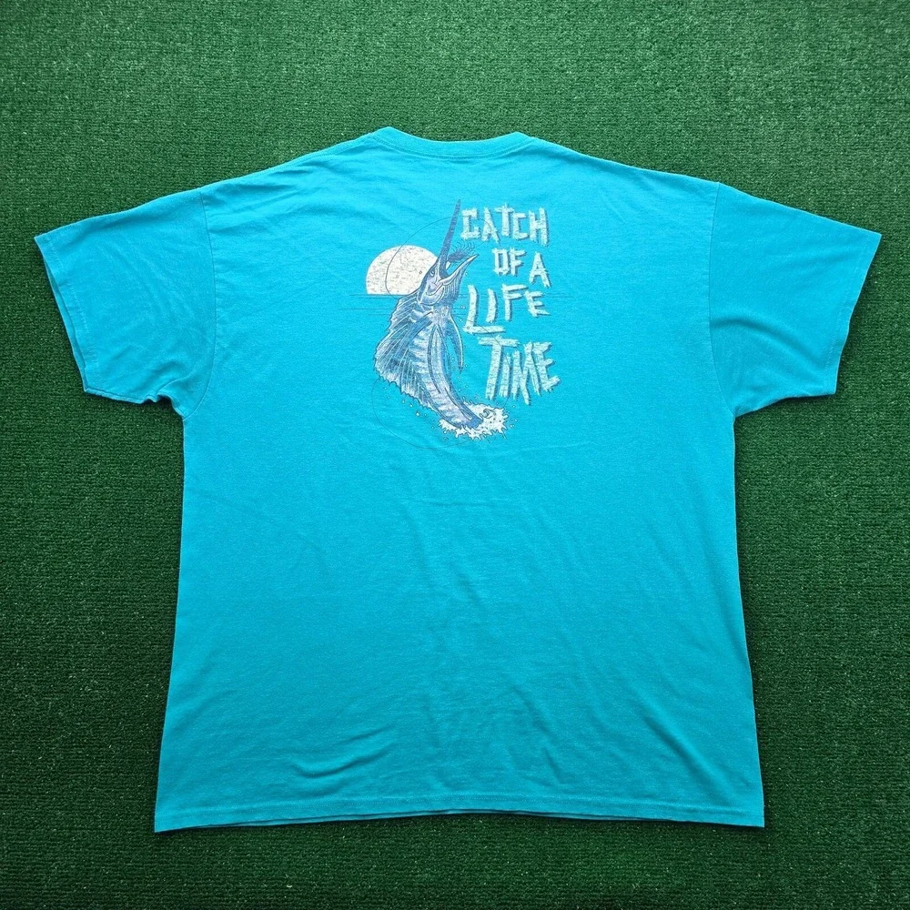 Magellan Outdoors Catch of a‎ Life Time Tshirt Mens 2XL Green Teal Graphic Fish